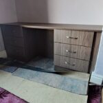 Bespoke fitted dressing table in a dark wood colour finish