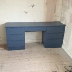 Bespoke fitted dressing table in indigo blue (navy) colour finsih.