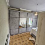 Wardrobe - Concrete Grey with 2 centre mirrors