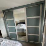 Shaker Slide Light Grey 3 door wardrobe with centre mirror