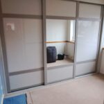 Shaker Slide Stone 3 door wardrobe with centre mirror