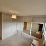 5 door corner sliding wardrobe with 3 mirrors - Light White wood colour