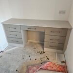 7 drawer dressing table with grey drawers and white top