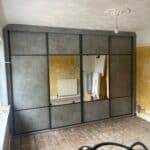 4 door grey sliding door wardrobe with 2 mirrors