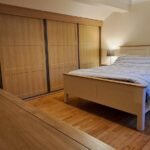 4 door sliding wardrobe wood with black frame