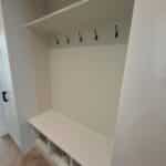 White Bench Seat with Coat Hook and Shoe Rack