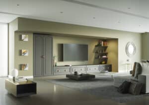 Ribble - Painted Oak Dust Grey cabinets and drawers for living room