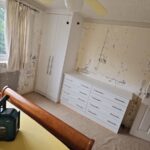 Double White bespoke wardrobe with Shaker wardrobe doors and Shaker custom fitted drawers