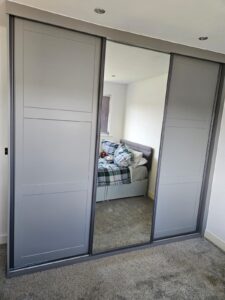 HM Graphite Wardrobe with Sliding Doors and Mirror
