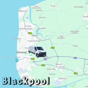 map showing Creative Joinery's van in Blackpool