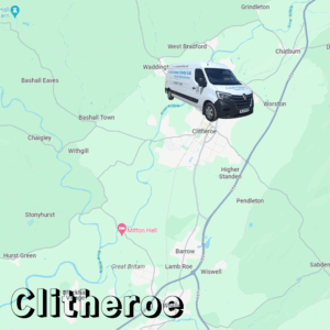 map showing Creative Joinery's van in Clitheroe