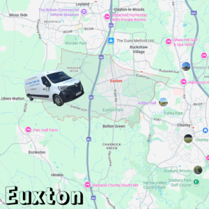 Map showing Creative Joinery's' van in Euxton