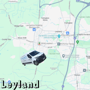 map showing Creative Joinery's van in Leyland