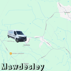 may showing Creative Joinery's van in Mawdesley
