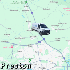 map showing Creative Joinery's van in Preston