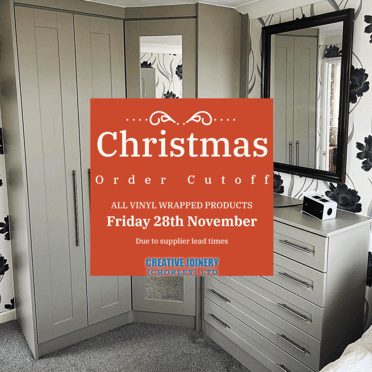 poster to show Creative Joinery's Christmas bespoke furniture order cut off dates