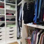 Interior of wardrobe with drawers and shelves - White