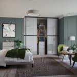 Minimalist 4 sliding doors Chlak Grey glass with black frame