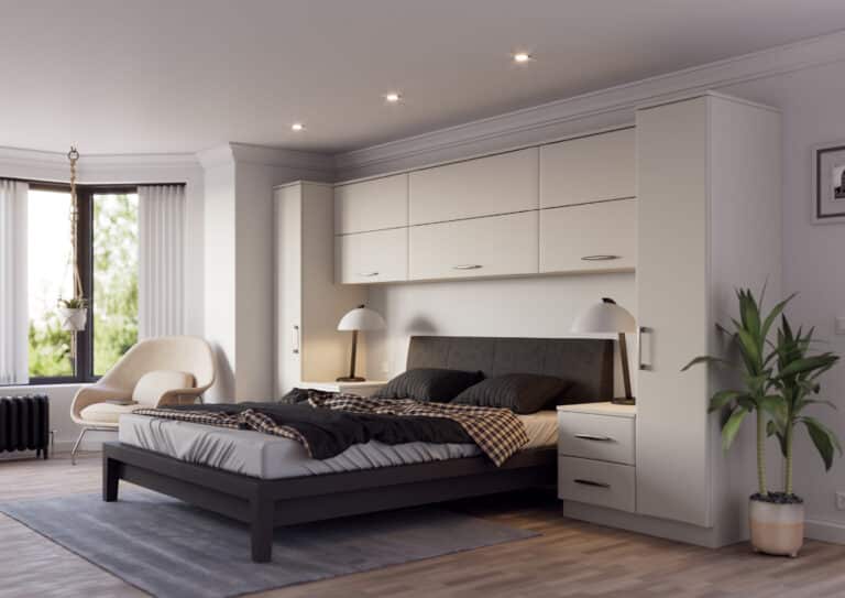 Crossland - White Grey 1 door wardrobes with over bed storage
